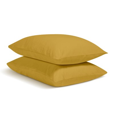 Lot de 2 Taies d'oreiller unie PERCALE DE COTON BLEU CALIN