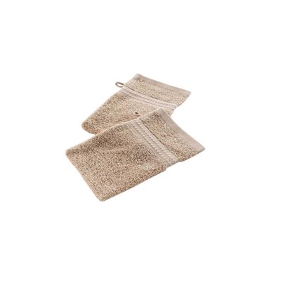 Lot de 2 gants de toilette 15 x 21 cm Sable excellence DOUCEUR D'INTÉRIEUR