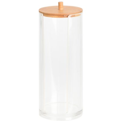 Rangement disques coton acrylique et bambou - 7x7x18.5cm WADIGA