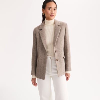 Blazer coupe droite imprimé chevrons, laine majoritaire ANNE WEYBURN