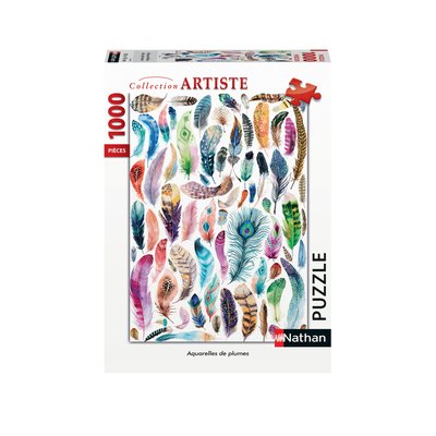 Nathan - Puzzle 1000 Pièces : Artiste - Aquarelles De Plumes NATHAN