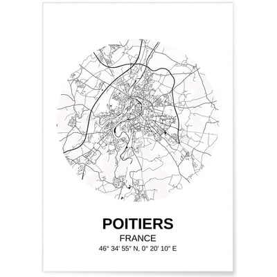 Affiche Carte Poitiers L'AFFICHERIE