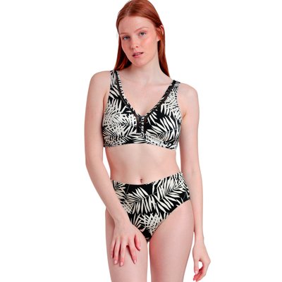 Ensemble 2 pièces bikini taille haute brassière préformée Black Leaves ADMAS