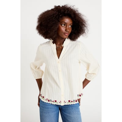 Blouse broderie col v manches 3/4 CACHE CACHE