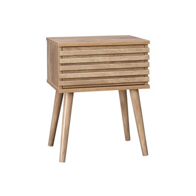 Table de chevet scandinave en décor bois rainuré 1 tiroir MADERE SWEEEK