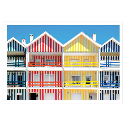 Affiche welcometoportugal houses of striped colors HEXOA
