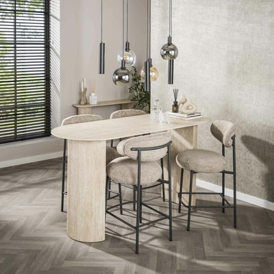 Tabouret de bar beige à dossier rond (lot de 2) CREEK PIER IMPORT