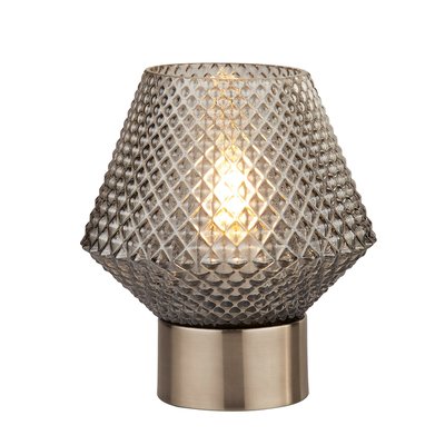 18cm Dark Grey Textured Smoked Glass Table Lamp SO'HOME