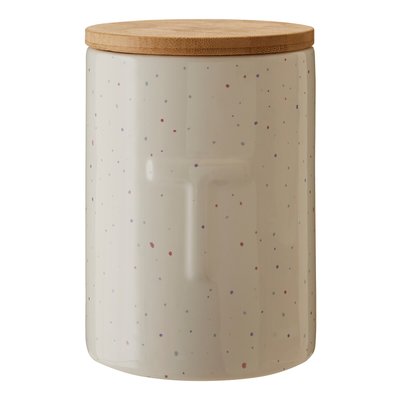 Wilder Speckle Tea Canister in Dolomite with Bamboo Lid SO'HOME