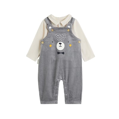Ensemble salopette bébé en velours côtelé et t-shirt Flocon PETIT BEGUIN