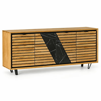 Buffet design en bois de chêne finition miel, 4 portes ESSEN PIER IMPORT