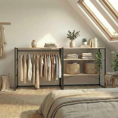 Lot de 2 portants vêtements sous combles  modulables 200x85cm KADRA MOB IN