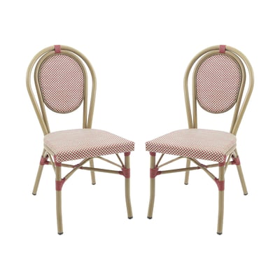 Chaise de terrasse bistrot en textile et aluminium rouge et beige (lot de 2) OPERA SWEEEK