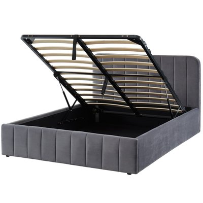 Lit coffre adulte en velours avec tête de lit - AVA HOMIFAB