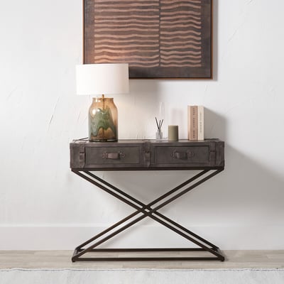Armano Leather 2-Drawer Console Table SO'HOME
