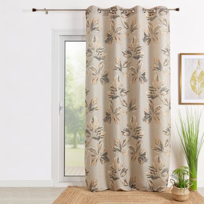 Rideau imprimé feuillage en tissu poly-lin HOME MAISON