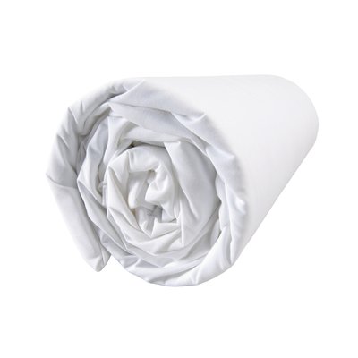 Drap housse en percale de coton, COMPLICITÉ BLANC CERISE