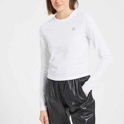 Cotton Crew Neck T-Shirt with Long Sleeves CALVIN KLEIN JEANS