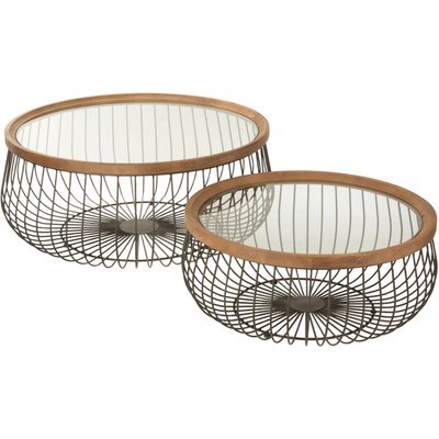 Tables basses métal et verre rondes Sudbury JOLIPA