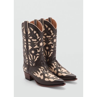 Bottes cuir cow-boy bicolores MANGO