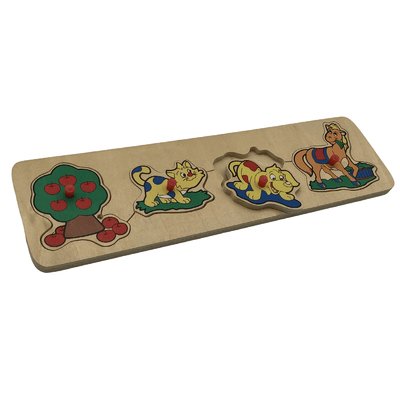 Puzzle à boutons encastrable en bois 4 pièces - Bon état GOKI