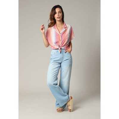 Chemise oversize à boutons en lin à rayures, fils teints HILOA DEELUXE