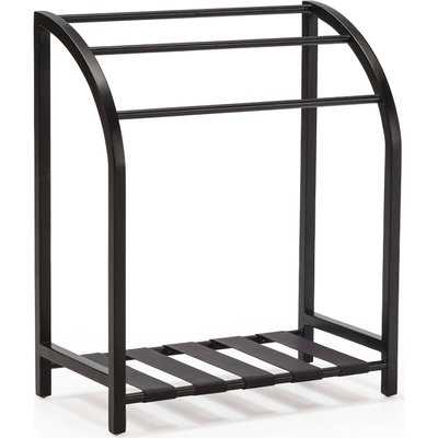 Porte serviette en teck et cuir  design élégant pour salle de bain RECOLLECTION
