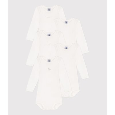 Pack of 5 Bodysuits in Organic Cotton with Long Sleeves PETIT BATEAU