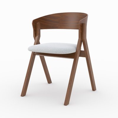 Chaise en bois d'hévéa et tissu chiné (à l'unité) - HÉLOÏSE RENDEZ-VOUS DÉCO