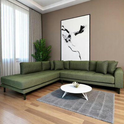 Canapé d'angle vert nature - côté gauche, 257 cm AMSTERDAM PIER IMPORT
