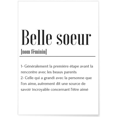 Affiche Définition Belle Soeur L'AFFICHERIE