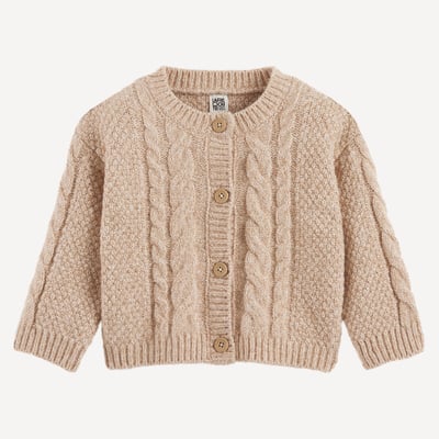 Gilet col rond, boutonné, en grosse maille torsadée LA REDOUTE COLLECTIONS