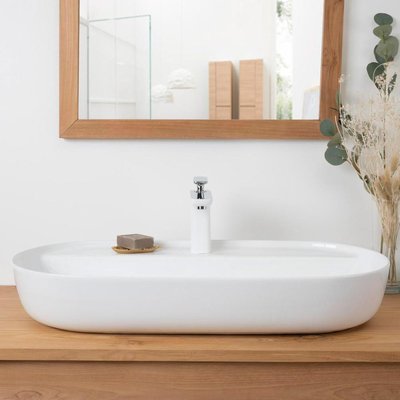 Grande vasque en céramique ovale avec plage 82 cm BAHIA WANDA COLLECTION