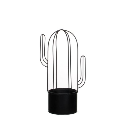Pot forme Cactus en métal noir 19x12x34cm PIER IMPORT