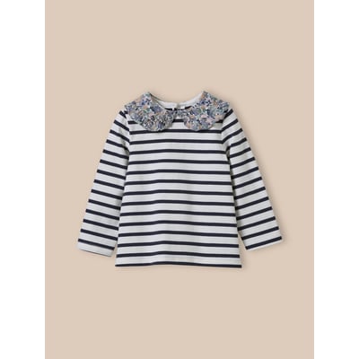 T-shirt col en tissu Liberty  - coton biologique CYRILLUS