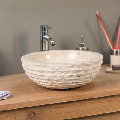 Vasque en marbre ronde à poser 40cm VÉSUVE WANDA COLLECTION