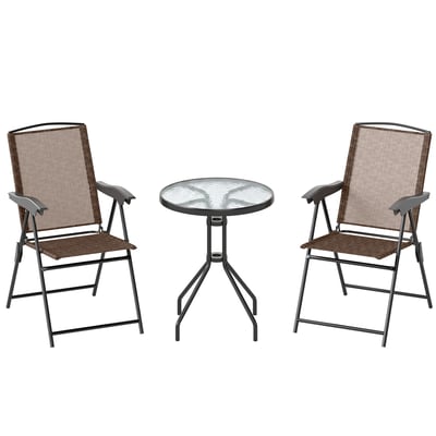 Ensemble de bistrot d'extérieur Métal Marron OUTSUNNY