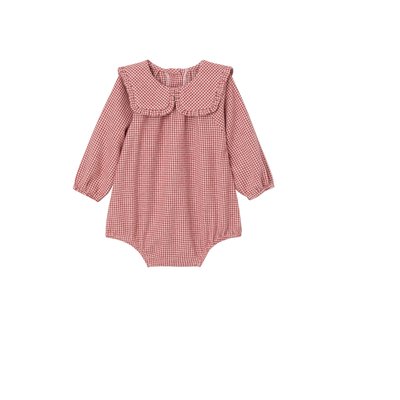 Barbotteuse naissance en flanelle motif vichy + collants unis VERTBAUDET