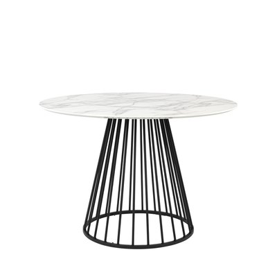 Table à manger 4 personnes ronde en effet marbre et métal - Floris DRAWER