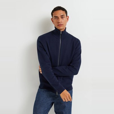 Gilet col montant zippé en mélange coton et cachemire MONOPRIX