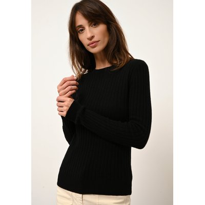 AVANA pull col rond noir en cachemire JUST CASHMERE