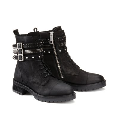 Boots cuir cloutees femme La Redoute