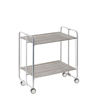 Table roulante pliante BAUHAUS, 2 plateaux, châssis gris aluminium. DON HIERRO