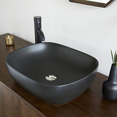 Vasque en céramique noire ovale 49 cm  IRIS BERAH GETAH