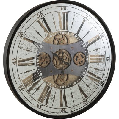 Horloge murale miroir style antique chiffres romains noire RECOLLECTION