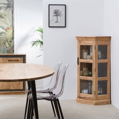 Petite vitrine d'angle en bois d'acacia  ESMÉE MADE IN MEUBLES 