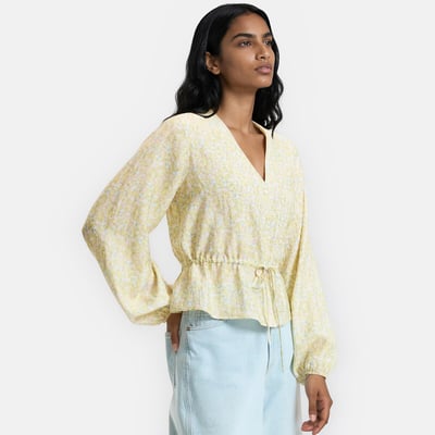 Blouse col V manches longues imprimé floral  LA REDOUTE COLLECTIONS