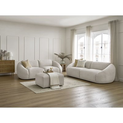 Canapé droit fixe 6 places en velours côtelé avec pouf, TINA BOBOCHIC
