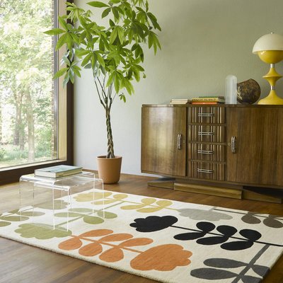 Tapis salon et chambre fait à la main en laine motif seventies UN AMOUR DE TAPIS