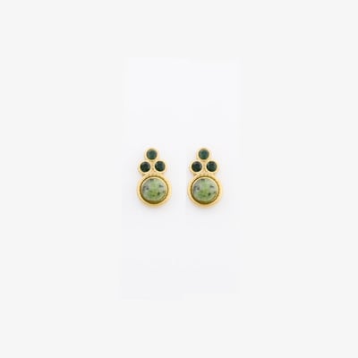 Boucles d'oreilles puces en acier inoxydable et pierre verte BALABOOSTE